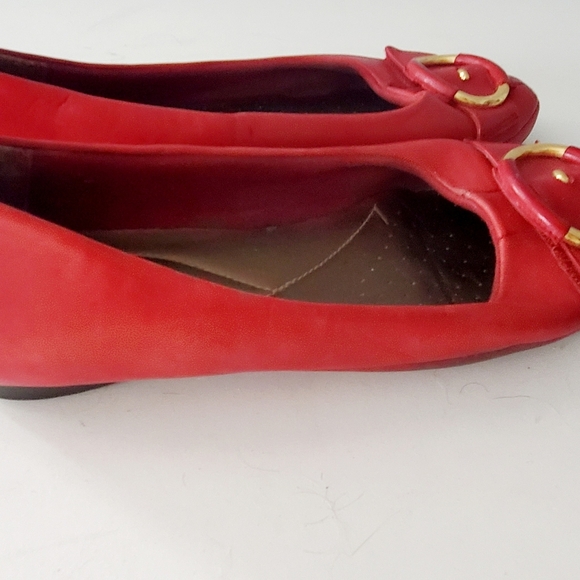 Bare Trap Red Leather Ballet Flats - Picture 3 of 7